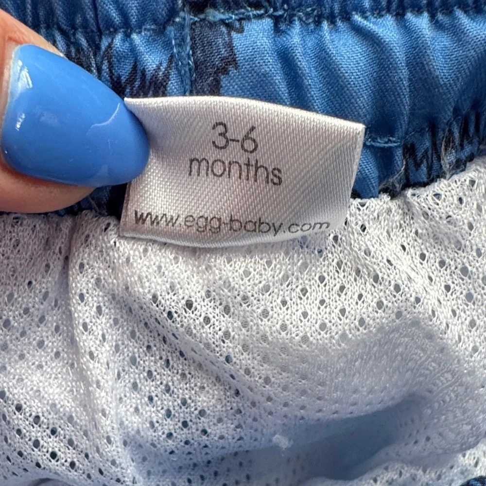 NWOT Swim Trunks EGG by Susan Lazar Bathing Suit Ocean Blue Puffer Fish 3/6 m